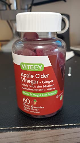 Apple Cider Vinegar Gummies 1,000mg Plus Ginger, ACV with The Mother, Detox Cleanse Viteey uk supplements
