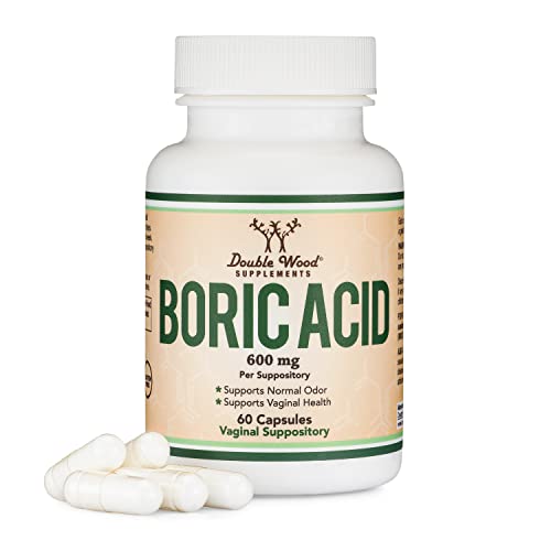 Boric Acid Vaginal Suppositories (600mg, 60 Count) Supports Vaginal pH Balance, Odor Control Double Wood Supplements uk supplements
