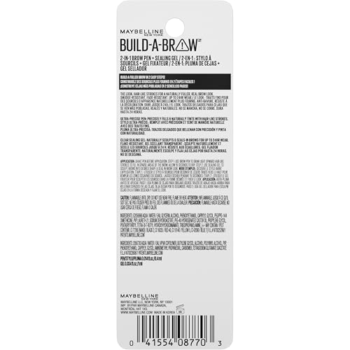 Maybelline Build-A-Brow 2-in-1 Brow Pen and Sealing Eyebrow Gel, Eyebrow Makeup for Real-Looking, Fuller Brows, Black Brown, 1 Count MAYBELLINE uk supplements