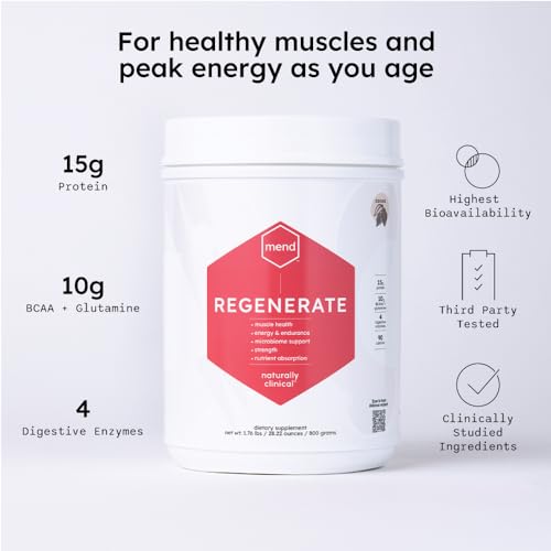 MEND Regenerate, Post Workout Recovery, Immune Support, and Sports Nutrition Supplement for Men and Women - Natural, Gluten Free, and Non-GMO - Cocoa Protein Powder, 20 Servings MEND uk supplements
