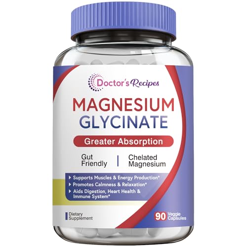 Doctor's Recipes Magnesium Glycinate for Men & Women, 100mg Elemental Mag, 90 Caps Doctor's Recipes uk supplements