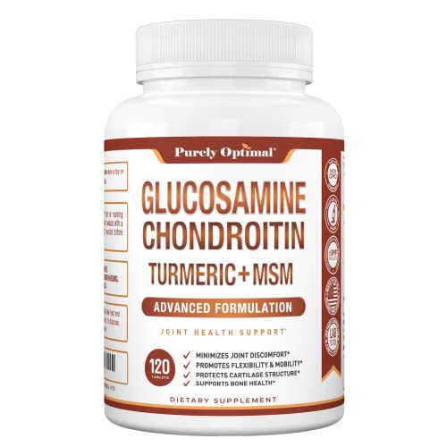 Purely Optimal Premium Glucosamine Chondroitin MSM Supplement Tablets w/Turmeric Purely Optimal uk supplements