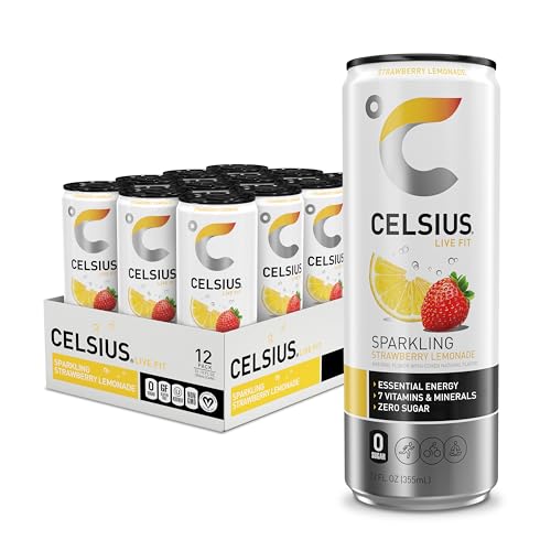 CELSIUS Sparkling Strawberry Lemonade, Functional Essential Energy Drink, 12 Fl Oz CELSIUS uk supplements