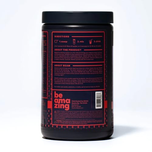 BEAM Be Amazing Vegan Pre-Workout Powder | Energy Booster Powdered Drink with All BEAM uk supplements