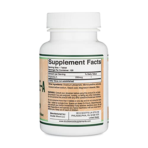 Huperzine A 200mcg (Third Party Tested) Manufactured in The USA, 120 Tablets, Brain Double Wood Supplements uk supplements