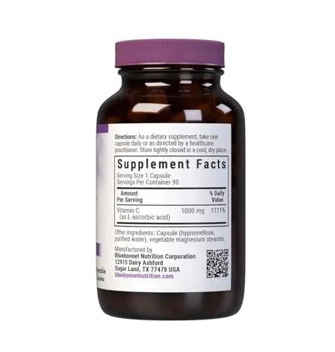 Bluebonnet Nutrition Vitamin C 1000 mg Vegetable Capsules, Ascorbic Acid, For Immune Health & Skin Health, Vegan, Vegetarian BlueBonnet uk supplements