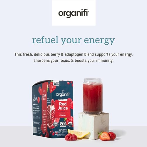 Organifi Red Juice - Vegan Energy Powder - Berry-Flavored Adaptogen Drink - Caffeine Organifi uk supplements