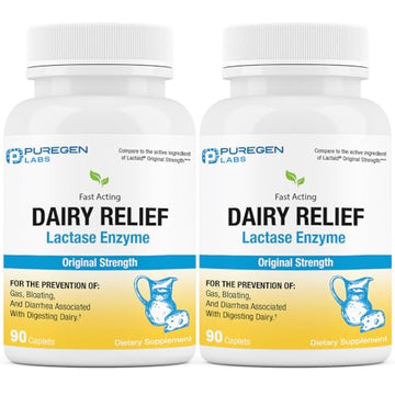 Puregen Labs Dairy Relief Natural Fast Acting Lactase Enzyme 3000 FCC, Lactose Intoleran P Puregen Labs uk supplements