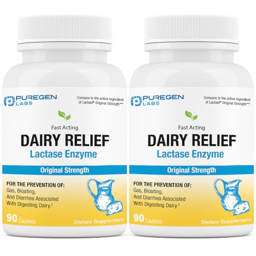 Puregen Labs Dairy Relief Natural Fast Acting Lactase Enzyme 3000 FCC, Lactose Intoleran P Puregen Labs uk supplements