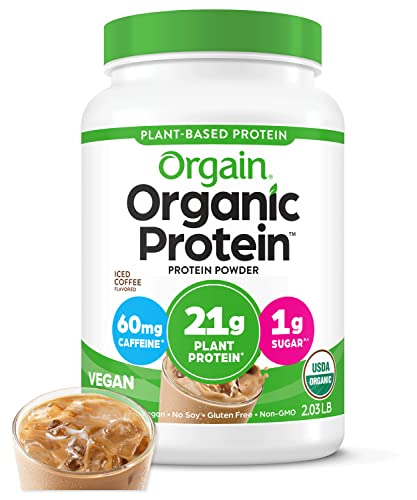 Orgain Organic Vegan Protein Powder, Iced Coffee - 21g Plant Based Protein, Gluten Free Orgain uk supplements