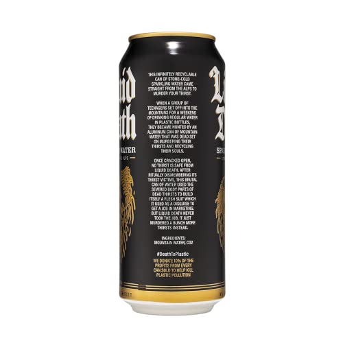 Liquid Death Sparkling Mountain Water, 16.9 oz Tallboys (18-Pack) Liquid Death uk supplements