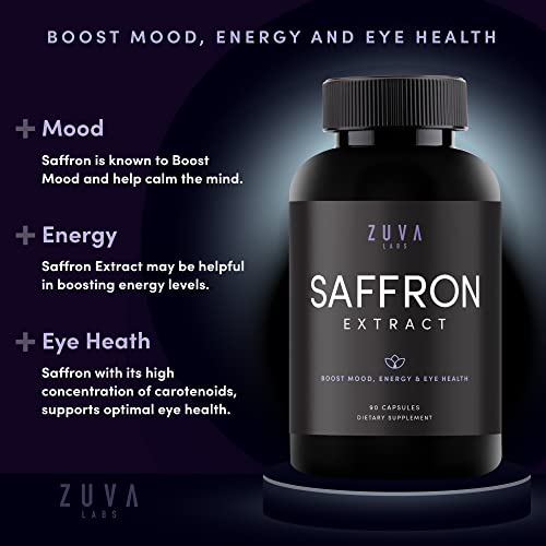 Saffron Supplements - 100% Pure Saffron Extract Mood Enhancer for Women and Men ZuvaLabs uk supplements