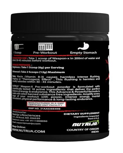 NutriJa Weapon-X Pre-Workout Powder with 21 Active Ingredients - 3 Best forms of Creatine NutriJa uk supplements