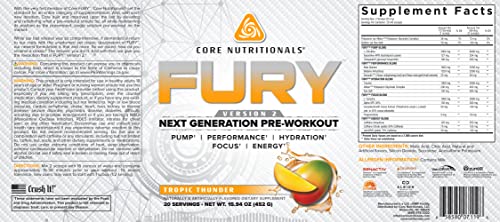 Core Nutritionals Fury V2: Pre-Workout Powder to Maximize Performance in The Gym W/Zum Core Nutritionals uk supplements