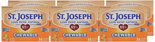 St. Joseph Orange Chewable 81mg Aspirin, 36 Tablets (Pack of 6) St. Joseph uk supplements