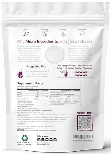 Multi Collagen Protein Powder, 2 Pounds – Type I,II,III,V,X with Biotin 10000mcg Micro Ingredients uk supplements