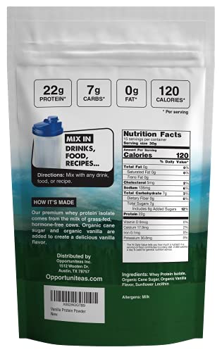 Opportuniteas Vanilla Whey Protein Powder - Grass Fed Whey Isolate + Real Sugar & Vanilla Opportuniteas uk supplements