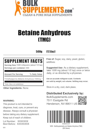 BULKSUPPLEMENTS.COM Betaine Anhydrous Powder - Trimethylglyine, TMG Supplements BULKSUPPLEMENTS.COM uk supplements