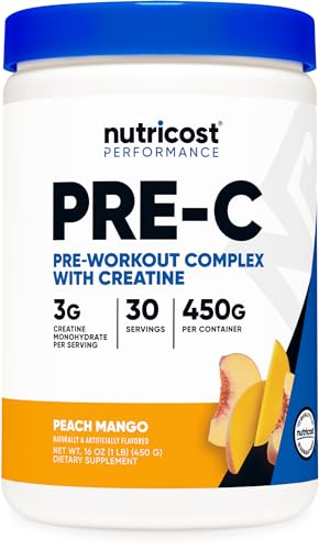 Nutricost Pre-C Pre-Workout Complex with Creatine (Peach Mango | 30 Servings) Powder Nutricost uk supplements