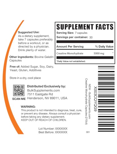 BULKSUPPLEMENTS.COM Creatine Monohydrate Capsules - Micronized Creatine Monohy BULKSUPPLEMENTS.COM uk supplements
