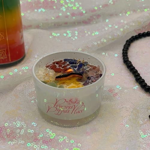 Princess Pippa's Place Healing Candles with Crystals Inside- Natural Soy Wax 7 Stones Crystal Candle Jar Msupps.com uk supplements