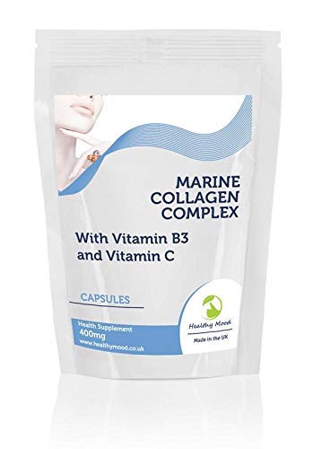 Marine Collagen 400mg Complex with Vitamin B3 and Vitamin C x30 Capsules Pills UK Nutrition Healthy Mood uk supplements