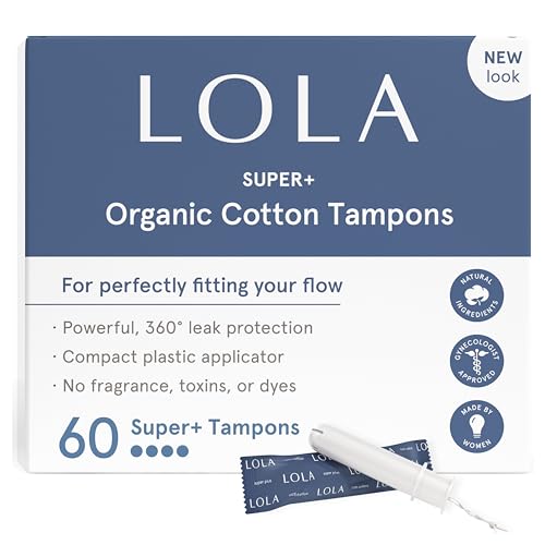 LOLA Organic Cotton Tampons, 60 Count - Super Plus Tampons, Period Feminine Hygiene Products LOLA uk supplements