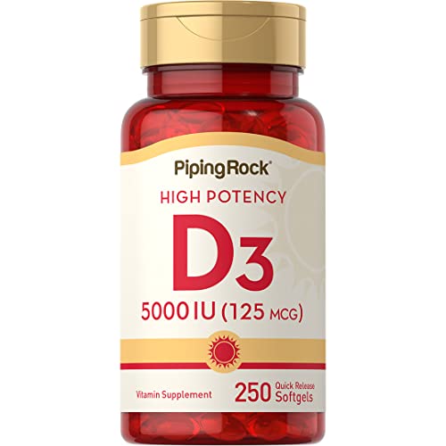 Piping Rock Vitamin D3 5000 IU | 250 Softgels | High Potency Supplement | Non-GMO Piping Rock uk supplements