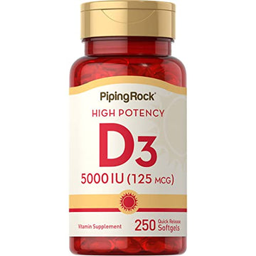 Piping Rock Vitamin D3 5000 IU | 250 Softgels | High Potency Supplement | Non-GMO Piping Rock uk supplements