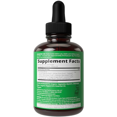 USDA Organic Colon Cleanse Liquid Drops. Vegan, Kosher Colon Cleanser & Detox Supplement Peak Performance uk supplements