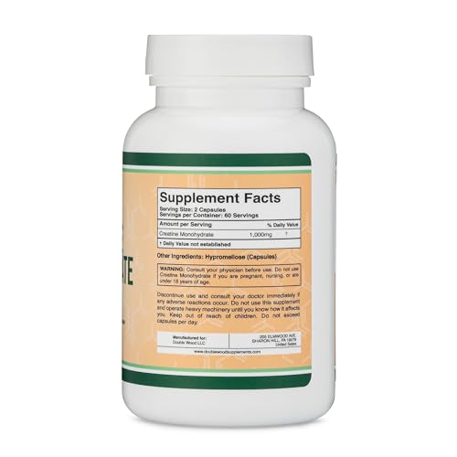 Creatine Pills 1,000mg Per Serving (120 Creatine Capsules) Micronized Creatine Double Wood Supplements uk supplements