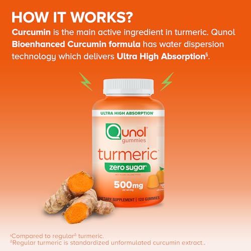 Qunol Zero Sugar Turmeric Gummies, Gummy with 500mg Turmeric Curcumin, Joint Supp Qunol uk supplements
