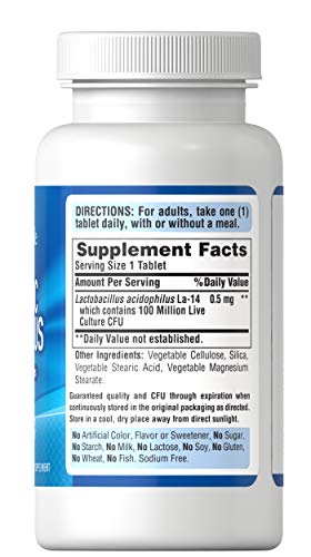 Puritan's Pride Probiotic Acidophilus Tablets, White, 100 Count Puritan's Pride uk supplements