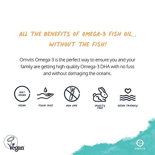 Omvits Vegan Omega 3 DHA from Algae Oil 1000mg - 60 Softgel Capsules with Vitamin E Omvits uk supplements