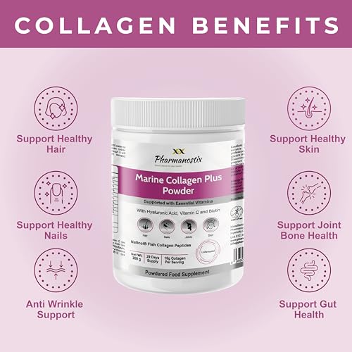 Pharmanostix Hydrolysed Marine Collagen Plus Powder 300g - 10,000mg Collagen with Hyaluronic Acid Pharmanostix uk supplements