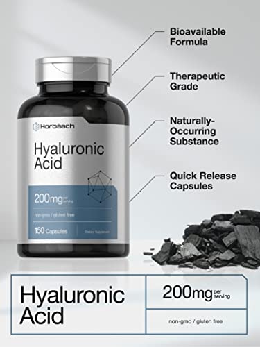 Hyaluronic Acid Supplement | 200 mg | 150 Capsules | Non-GMO and Gluten Free Supple Horbäach uk supplements