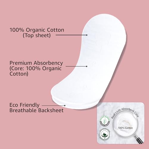Livlit Ultra Thin Panty Liners Sanitary Pads, 100% Certified Organic Cotton from Texas, Light Absorbency LIVLIT uk supplements