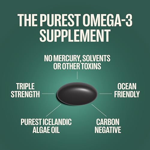 Orlo DHA Supplement 1000mg - 3X Absorption Natural Icelandic Nordic Omega 3 DHA & EPA for Brain & Eye Support – Vegan Fish Oil Alternative, No Fishy Aftertaste, 60 Easy-to-Swallow Mini Softgels Orlo uk supplements