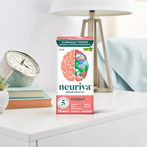 NEURIVA Original Decaffeinated Clinically Tested Nootropic Brain Supplement for Memory, Focus & Concentration, NeuroFactor & Phosphatidylserine, 28ct Capsules NEURIVA uk supplements