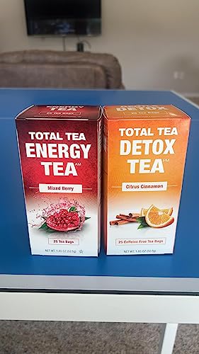 Total Tea Detox Tea & Energy Tea Set - 25 Day Detox Tea - Herbal SIim Tea Total Tea uk supplements