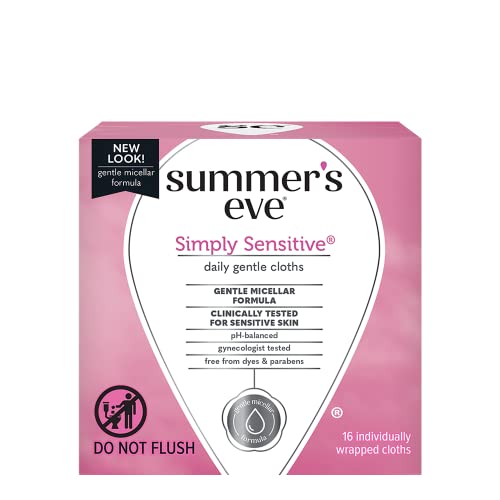 Summer's Eve Feminine Cleansing Cloths | Sensitive Skin | 16 Each | Pack of 2 Pink Rhyme uk supplements