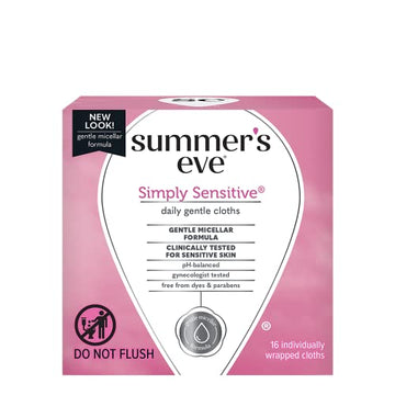 Summer's Eve Feminine Cleansing Cloths | Sensitive Skin | 16 Each | Pack of 2 Pink Rhyme uk supplements