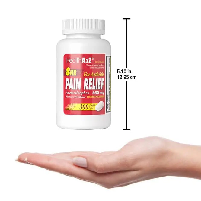 HealthA2Z® Pain Relief Extended Release | Acetaminophen 650mg | 8 Hours | Arthiritis Pain | Pain Reliever - Fever Reducer | Contains no Aspirin (300 Count) HealthA2Z uk supplements