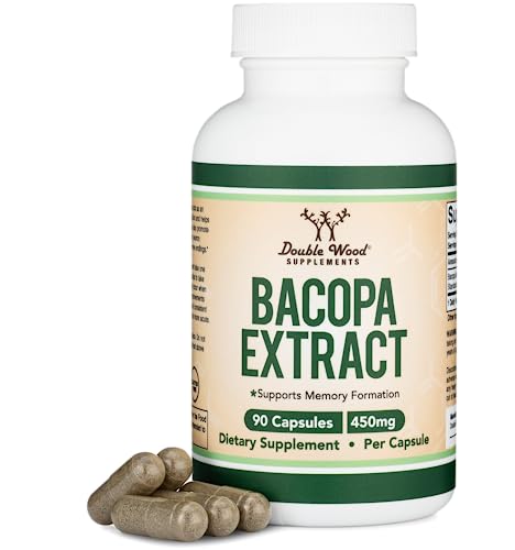 Bacopa Monnieri Capsules 20% Bacosides 450mg, 90 Count (Manufactured in USA Double Wood Supplements uk supplements