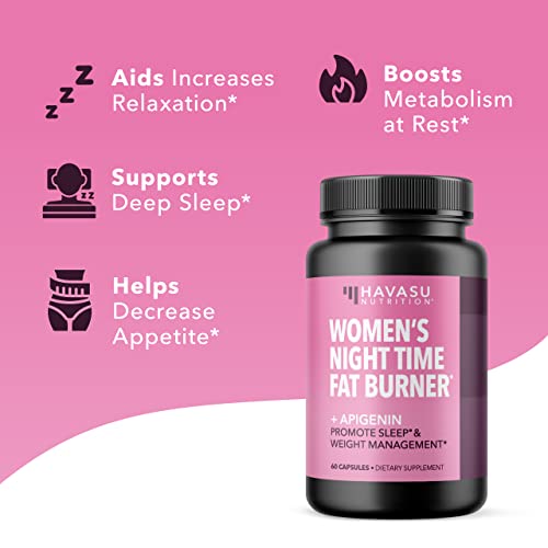 Night Time Fat Burner for Women | Weight Loss and Sleep Support Blend With Apigenin HAVASU NUTRITION uk supplements