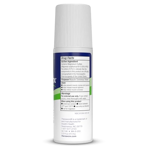 Theraworx Relief for Muscle Cramps Roll-On Fast-Acting Muscle Spasm, Leg Soreness with Magnesium Sulfate - 2.5 oz - 1 Count Theraworx uk supplements