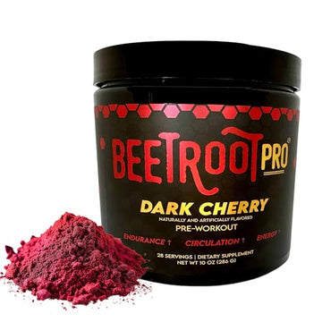 Beetroot Pro Pre-Workout Powder - 10oz, 28 Servings, Dark Cherry Flavor - Boosts Energy Beetroot Pro uk supplements