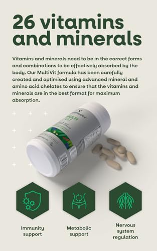 Vegetology MultiVit Vegan Multivitamins w/26 Vitamin & Mineral Supplements Vegetology uk supplements