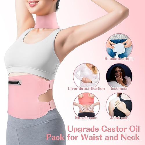 Fshyos Upgrade Castor Oil Wrap Plus Size Kit with Unrefined Castor Oil for Liver Detox Fshyos uk supplements