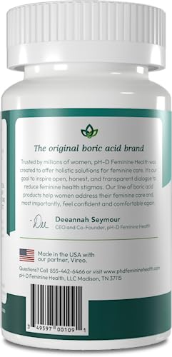 pH-D Feminine Health - 600 mg Boric Acid Suppositories - Woman Owned - for Vaginal Odor Use - 12 Count pH-D Feminine Health Support uk supplements